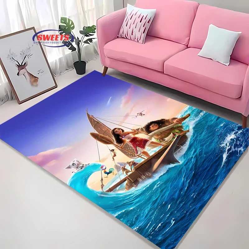 2025 Disney Moana Cartoon Carpet New Release! Bedroom Living Room Bed Mat, Non-slip Exquisite Home Decor, Durable Washable Rug