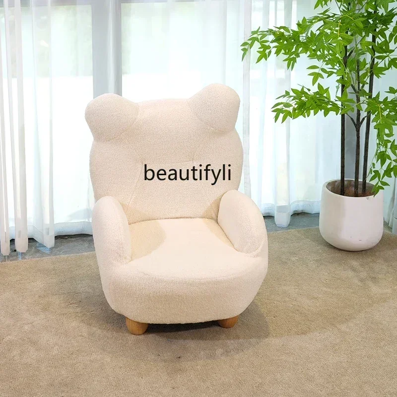 LJYThe bear armchair cream wind single seat can be disassembled and washed lazy small sofa chair