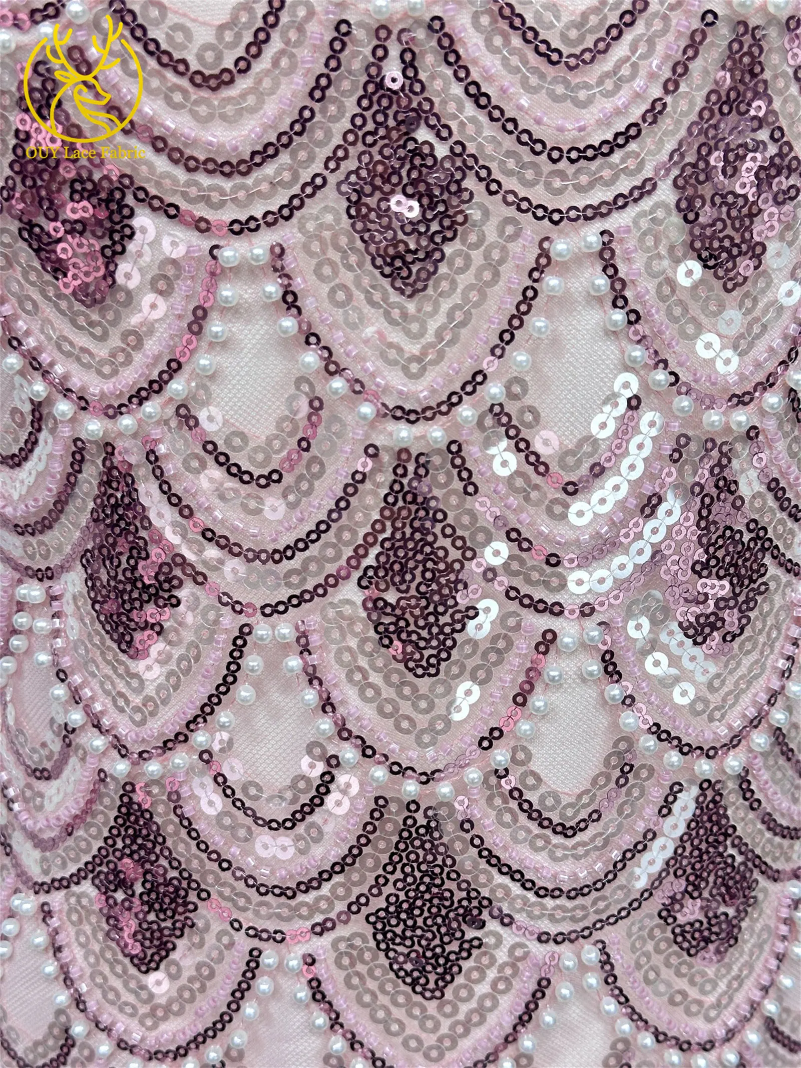 2026 Luxuriöser Afrikanischer Perlen-Spitzenstoff 5 Yards Hochwertiger Nigerianischer Französischer Pailletten-Tüll-Spitzenstoff Ideal für Hochzeiten und Bankette – Detail 11