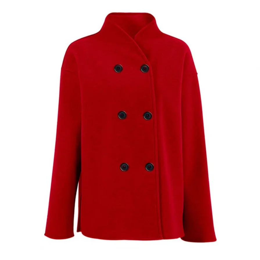 

Корейское двубортное шерстяное пальто в стиле ретро, женское милое универсальное осенне-зимнее новое поступление, пальто