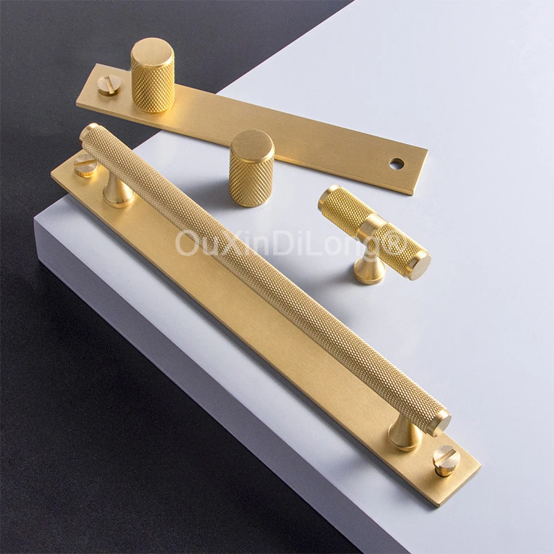 10PCS Solid Pure Brass Knurled T-Bar Furniture Pulls Handle Drawer Knobs Cupboard Wardrobe Dresser Kitchen TV Cabinet Pulls Pens