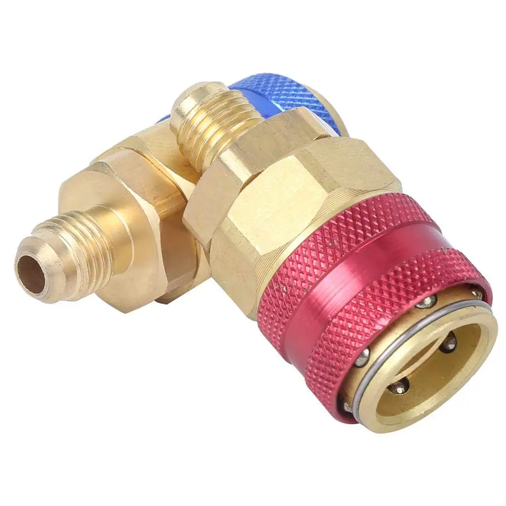 2PCS Freon R134A H / L Auto Quick Coupler Connector Brass Adapters Air Conditioning Refrigerant Adjustable AC Manifold Gauge