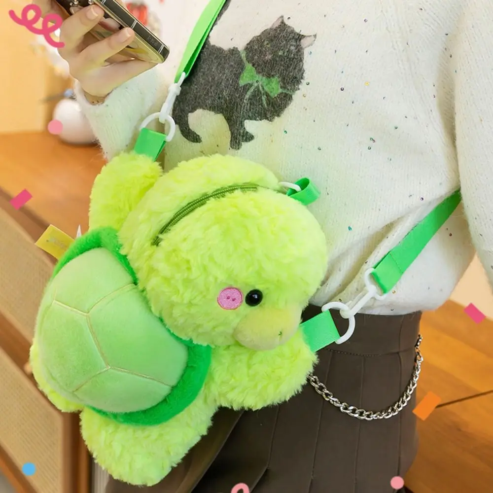 

Animals Green Turtle Backpack Doll Large Capacity Little Pig Doll Shoulder Bag Cute Phone Bag Cartoon Schoolbag Students