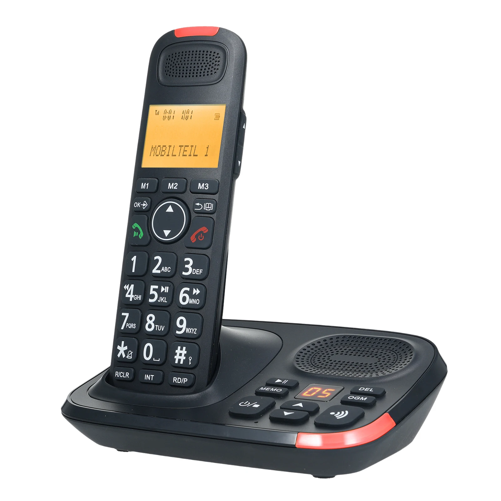 Cordless Expandable Phone System with Telephone Answering Cradle 3 Lines Display Caller ID Support 5 Handsets Connection 50 Phon
