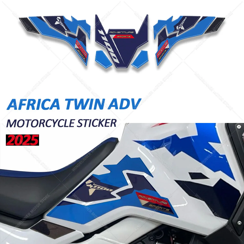 

For Africa Twin Adv 2025 Motorcycle Accessories 3D Gel Tank Pad Protector Decal Stickers Kit Epoxy Resin Waterproof Sticker