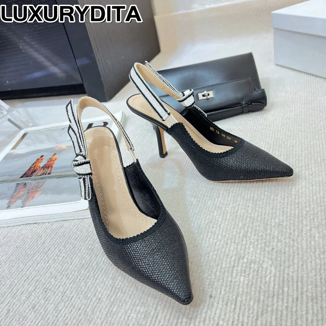 

Top Quality Luxury Womens Sandal Casual Lace Flat Fashion Embroidered Muller Shoes Designer Silk Leather Soled High Heel 0533