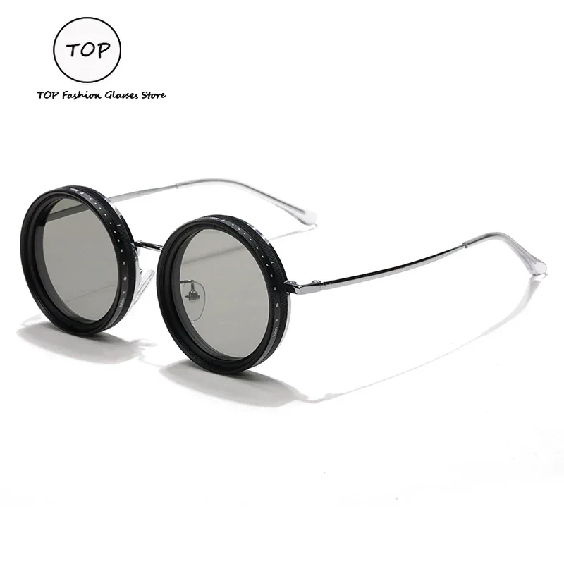 Tech Sense Adjustable Titanium Alloy Round Men Fishing Mountaineering UV400 Women Personalized Travel Punk Polarized Sunglasses