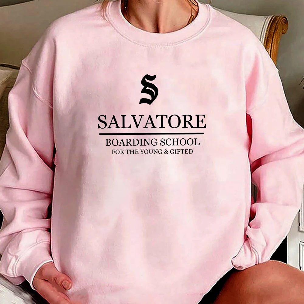 TV Show Vampire Diaries Sweatshirt Salvatore Boarding School Hoodie Damon Stefan Salvatore Mystic Falls Crewneck Sweatshirts