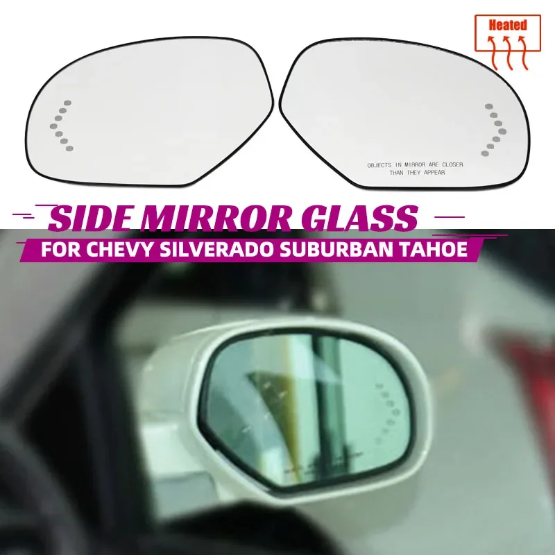 Side Wing Mirror Glass For Cadillac Escalade ESV Chevrolet Avalanche Silverado Suburban Tahoe GMC Yukon Left Right Heated Rear