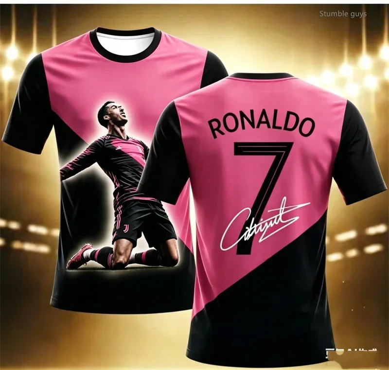 Summer Cristiano Ronaldo No.7 AI Pattern 3D All Over Printed Men's Soccer Jersey Matching Football Fan T-Shirts for Adults &Kids