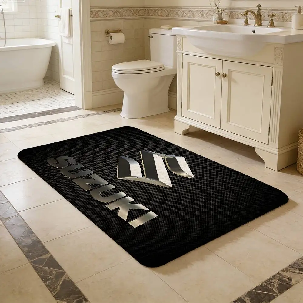 

S-Suzuki LOGO Floor Mat Retro Multiple Choice Living Room Kitchen Rug Non-Slip Modern Home Decor