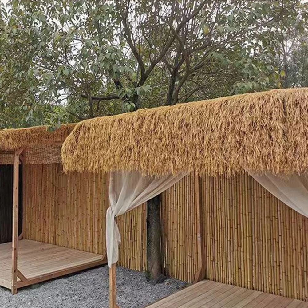 Thatched House Tiles Simulation Straw Roof Cover Fake Landscaping Decor Artificial Grass Roofing DIY Lifelike Rug Blind Outdoor