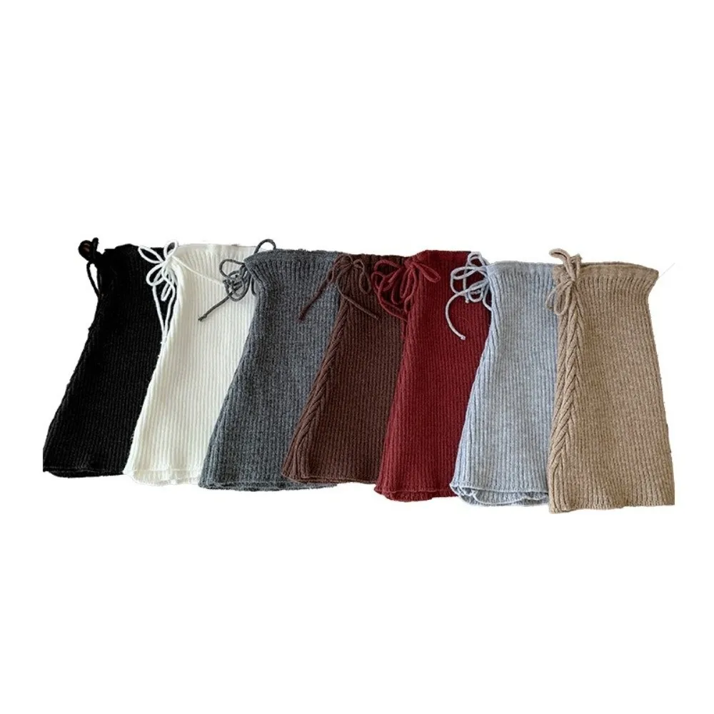 New Solid Color Leg Warmers Thickened Knitted Bow Mid-Calf Sock Harajuku Boot Covers Gift