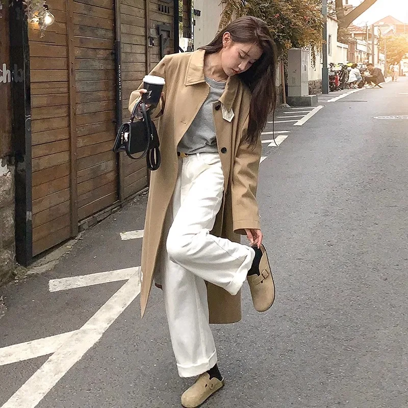 2000s White Jeans Women's Bermuda New  Loose Straight Tube Y2k Casual Denim Pants  Korean Fashion  Wide Leg Autumn Work Pants