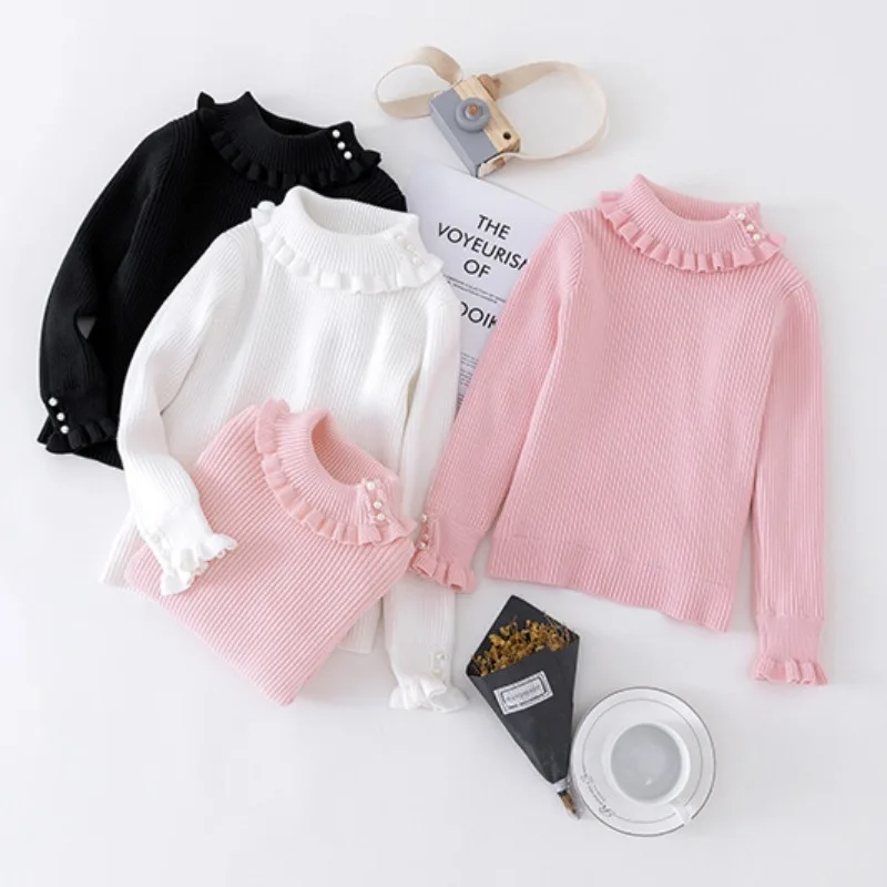 Kids O-Neck Ruched Winter Knit Pullover Sweater Apparel for Girl Clothes Winter and Fall Children'S Costume Plush Blouse 12Years