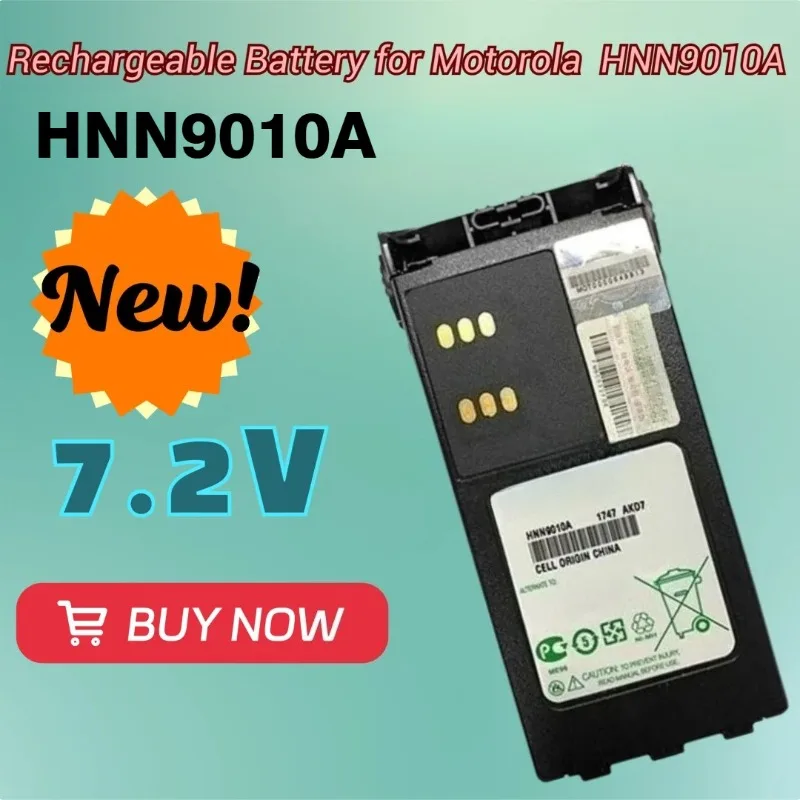 

7.2V Rechargeable Battery for Motorola HNN9010A, GP328, GP338, PTX760 WalkieTalkies