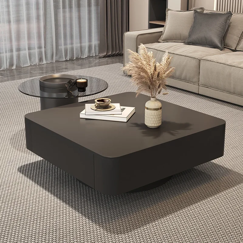 

Glass Luxury Side Table Black Aesthetic European Center Living Room Coffee Table Design Glass Nordic Salontafel Home Furniture