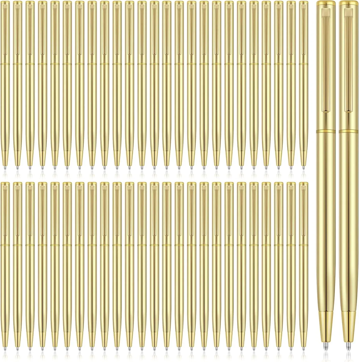 

100 Metal Slim Ballpoint Pens Bulk Retractable Black Ink 1mm Medium Point Smooth Writing for Office Students Teachers Gift