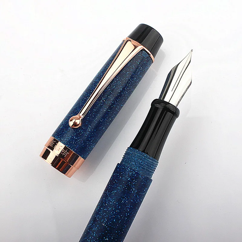 

BILAIRON Resin Fountain Pen Gold/Silver Blade Nib M 0.7 Tip Ink Pen Smooth Writing, Eco-Friendly School Student Calligraphy Gift