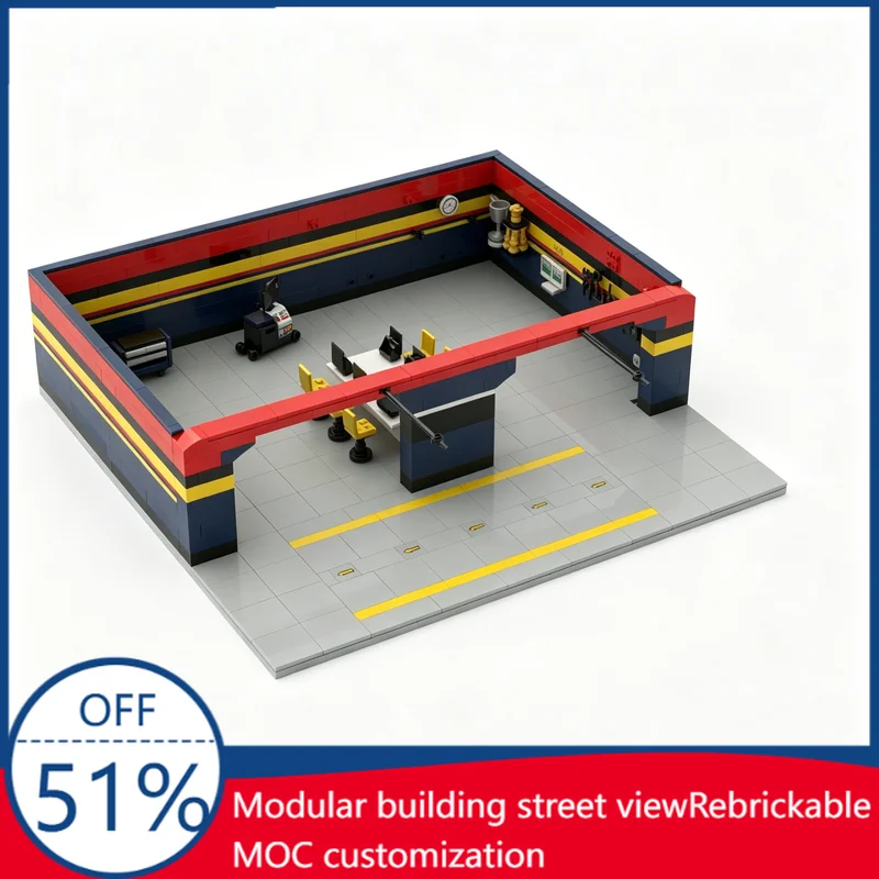 647 PCS MOC F1 Pit Stop Garage Model Racing Scene Building Blocks Education DIY Assembly Toy Birthday Popular Gift For Display