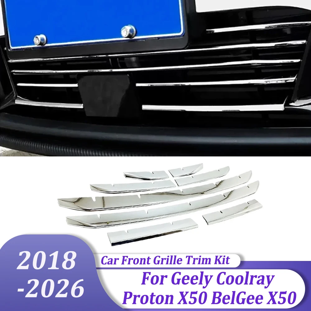 Front Grille Trim Kit Front Grille Garnish Strip Car Eterior Accessories For Geely Coolray Proton X50 BelGee X50 2018-2026