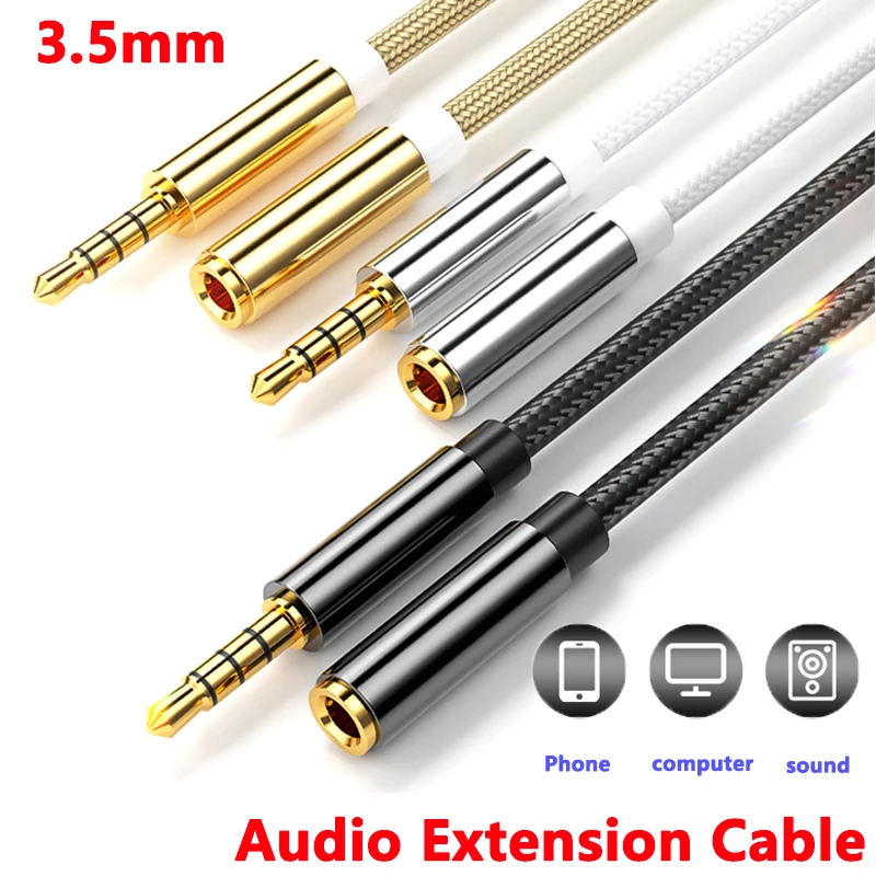 3.5mm Jack Aux Cable Audio Extension Cable For Headphones Speaker Extender Cord For Mobile Phone Car PC Amplifier MP3/MP4 Player