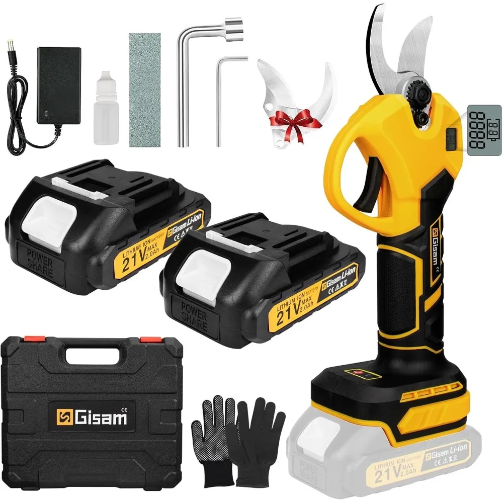 

Electric Pruning Shears, Gisam Professional 40 Mm Electric Shears Battery Powered Electric Pruner with 2x Rechargeable Batteries