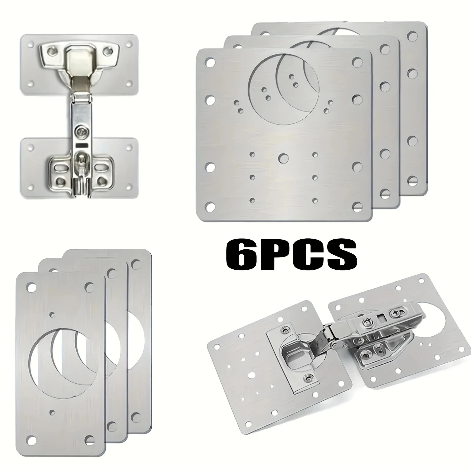 6-piece easy-install cabinet hinge repair kit, including screws, suitable for kitchens and furniture doors