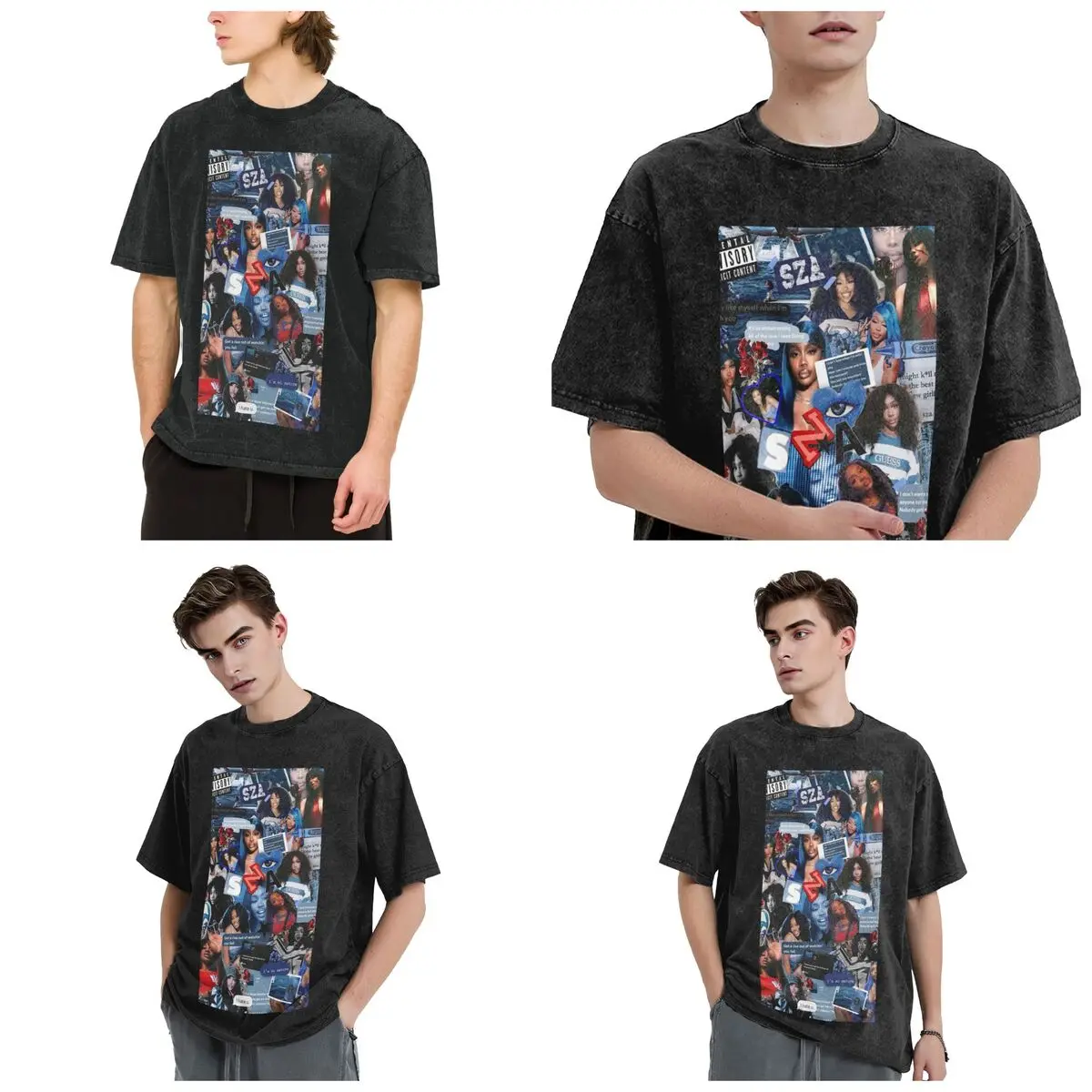 الشارع الشهير تي شيرت SZA أغنية المغني غسلها تي شيرت قصير الأكمام الهيب هوب قمم تي شيرت تيز للرجال والنساء #2
