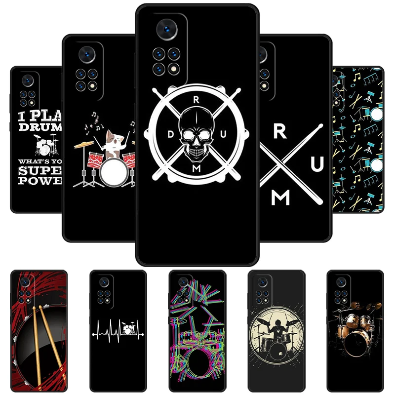 Musical Drum Drumsticks Drummers Phone Case For Redmi Note 11 EPro 11S 10T 9S Promax 8 Pro Xiaomi Mi 11 12X 12S Ultra Cover