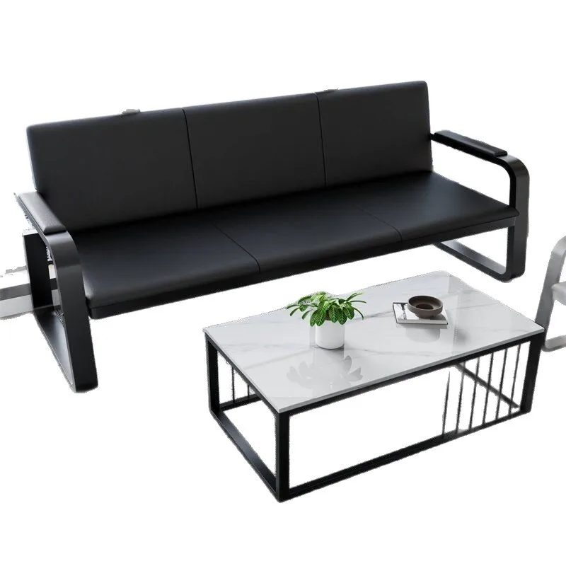 Office sofa simple modern wrought iron business office guest reception three-person sofa