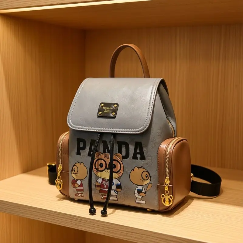 Backpack 2026 New Fashion Trend Cute Women's Bag Cartoon Bear Color Block Travel Bag Commute School Backpacks Lovely