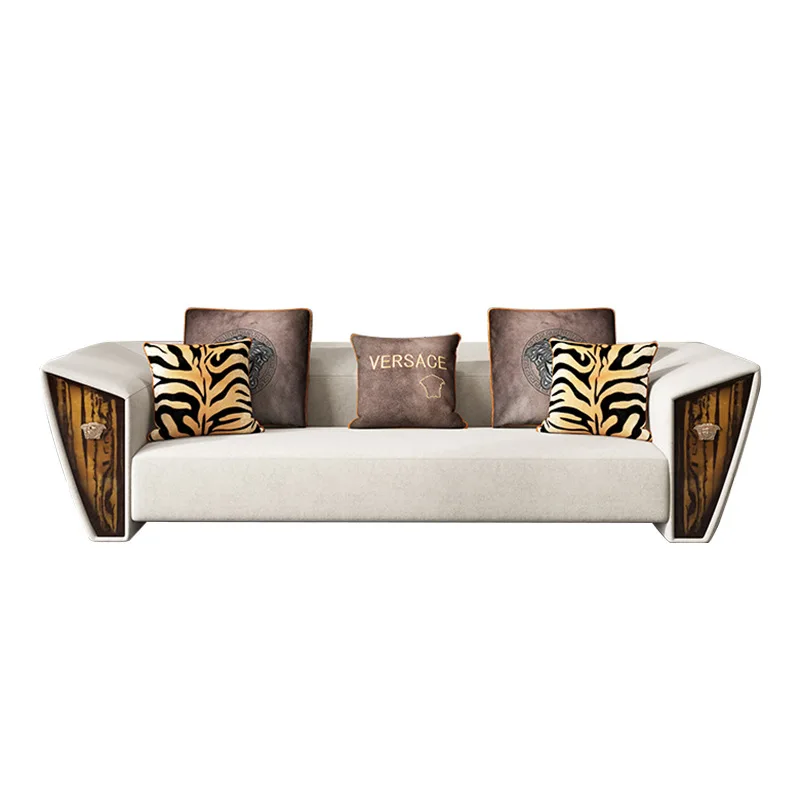 

Italian style leather large unit light luxury sofa