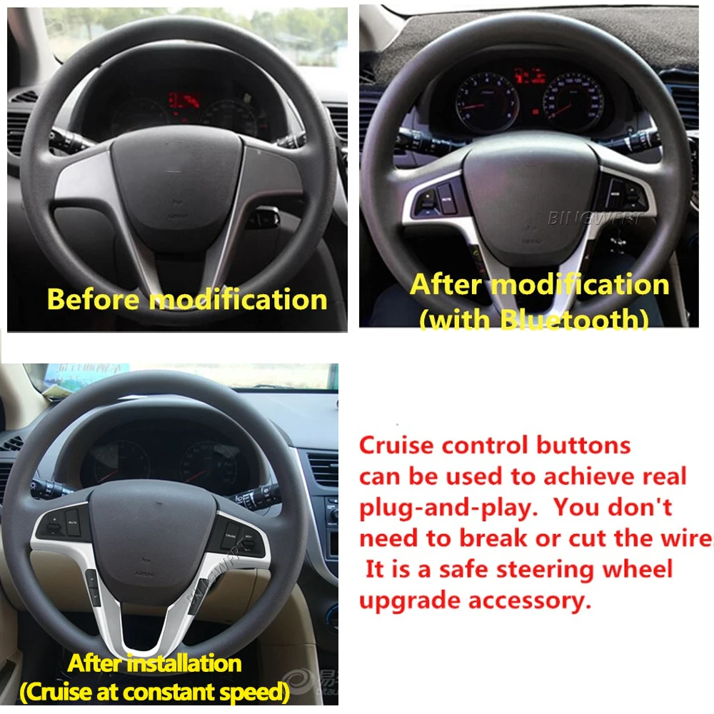 For Hyundai Verna Solaris Steering Wheel Cruise Control Button Steering Wheel Audio Volume Music Control Car Switch Accessories