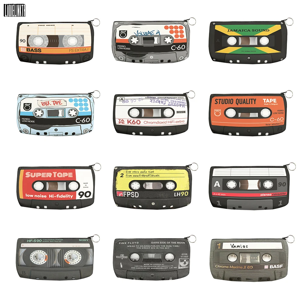 

Fun Design Cassette Music Tape Makeup Bag For Women Lipstick Key Coin Pencil Bag Wedding Party Men's Handbags Organizer Bag Gift