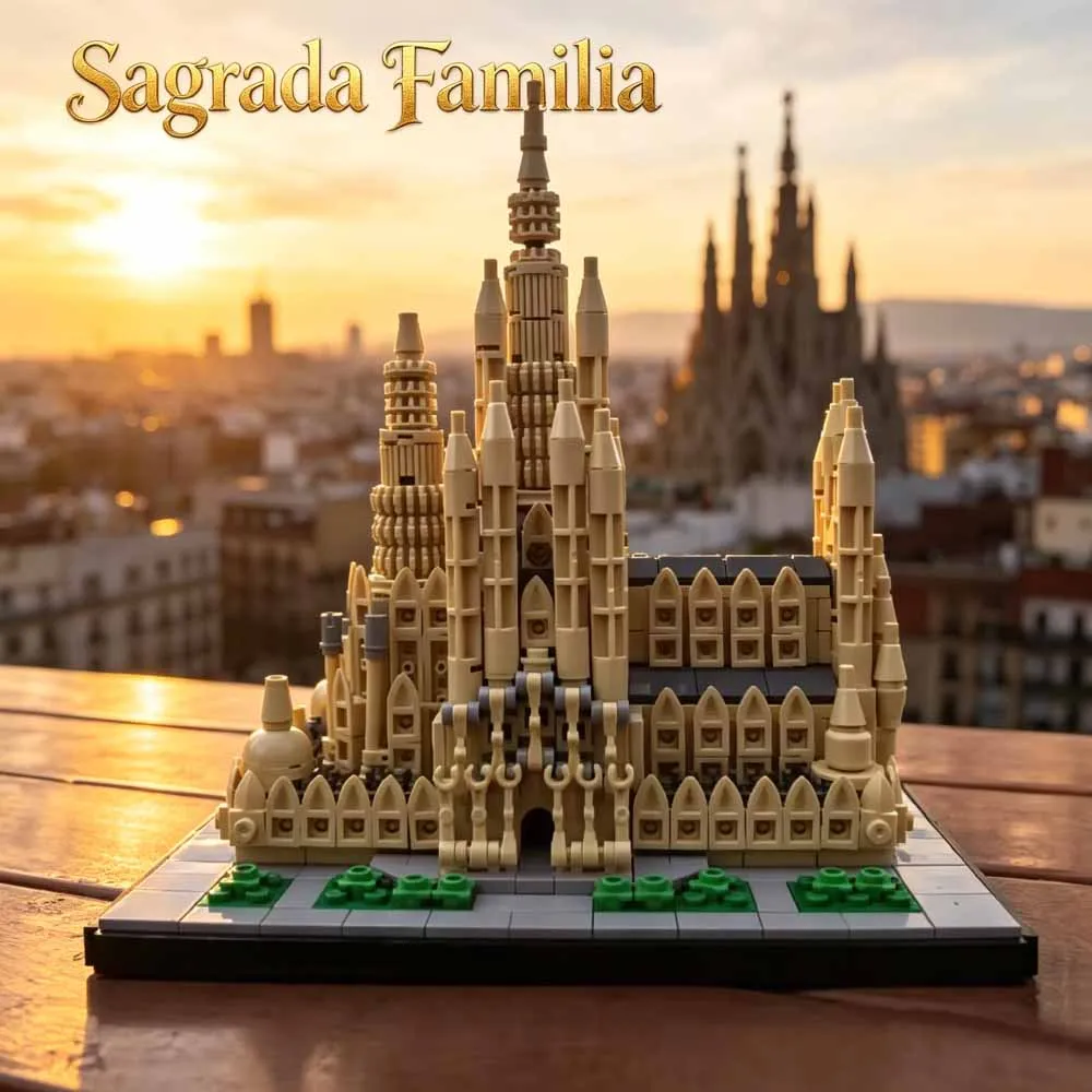 

MOC 854PCS Barcelona famous cathedral Sagrada Familia Building blocks Assembly City Retro house Bricks Toys Festival Gifts