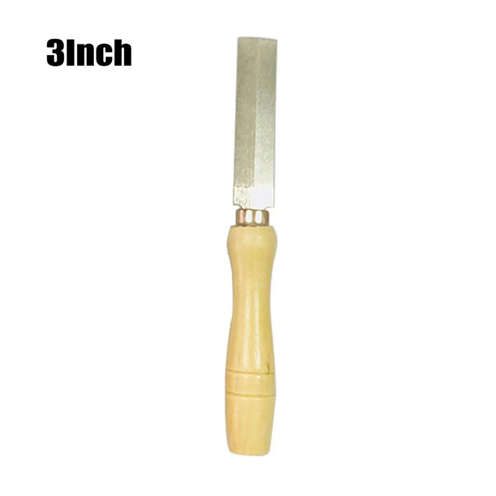 1 Pc 3Inch Diamond File Wooden Handle 75mm 300 Grit Carbon Steel Blade For Woodworking Carving Deburring Trimming Grinding Tool