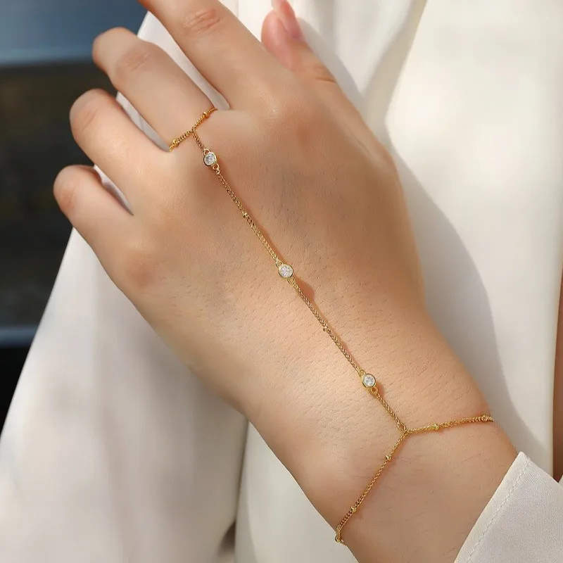 Moissanite Fine Stackable Bracelet Ring Set Gold‑Plated 925 Sterling Silver Fashion Commute Engagement Daily For Women