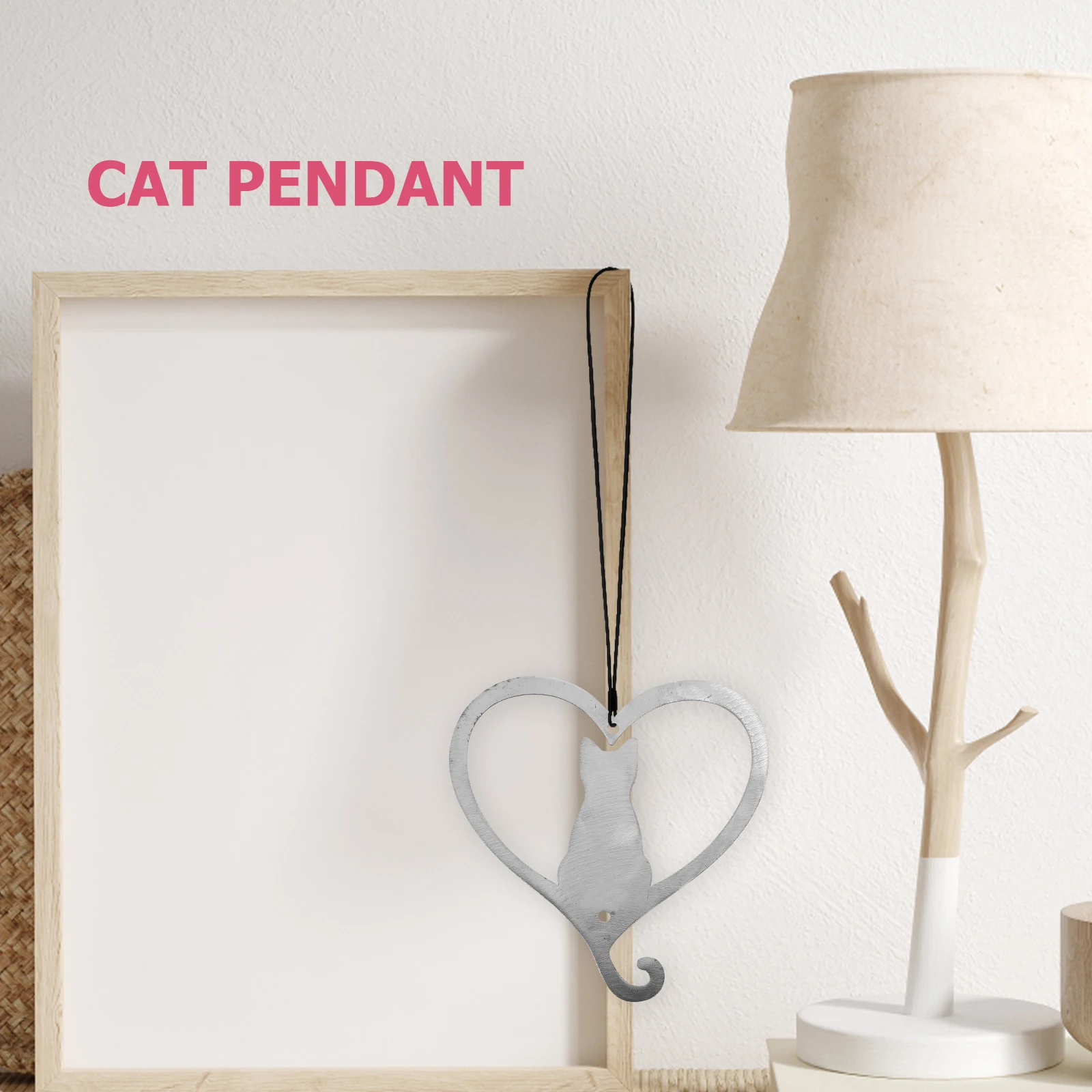 

1pcs Heart Shaped Hanging Ornament Cartoon Iron Cat Statue Home Garden Decor Bright Colors Material Fences Yards Windows