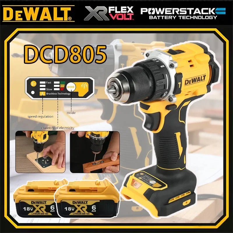 

Аккумуляторная ударная дрель-шуруповерт DEWALT DCD805 с бесщеточным двигателем, многофункциональный ручной инструмент, перезаряжаемый электроинструмент