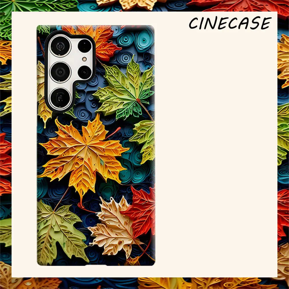 paper quill maple leaf For Samsung Galaxy S26 S25 S24 A56 A36 Dual Layer Luxury Fashion Full Lens Protective Case