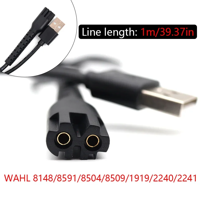 For Wahl 8148/8591/8504/8509/1919/2240/2241 USB Charging Cable Power Cord 1M Length Professional Hair Clipper Accessories