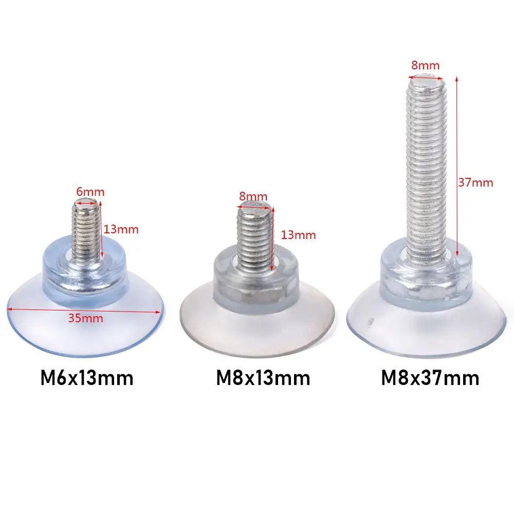 10 pces m6/m8 parafuso de borracha ventosas transparente virar porca mesa vidro topos ferramenta armazenamento ganchos