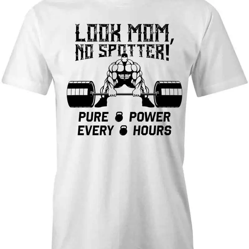 

Футболка LOOK MOM NO SPOTTER d Хлопковая одежда для тренажерного зала S1WSA156