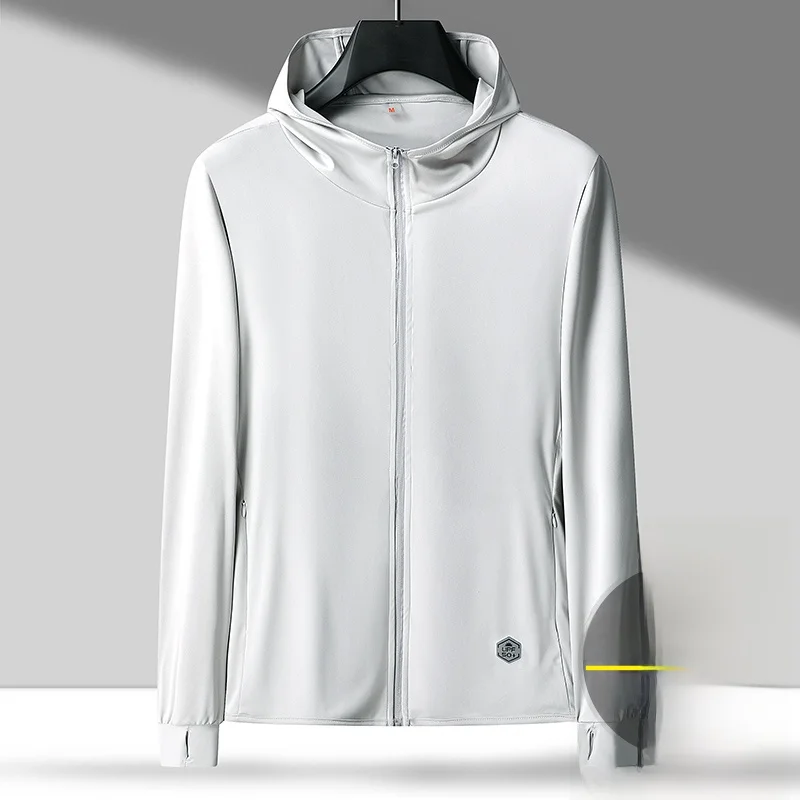 

Легкая дышащая мужская уличная одежда из ледяного шелка с защитой от ультрафиолета UPF50, шляпа, пальто, ветровка, модная молодежная длинная одежда...