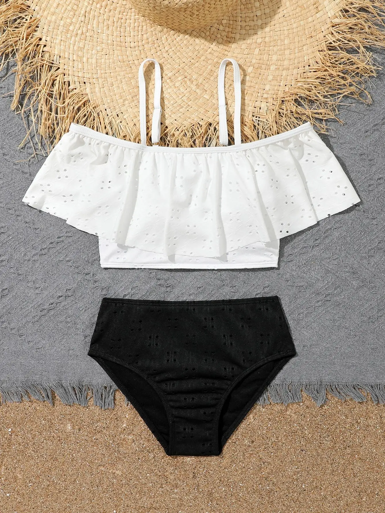 Ruffle Bikini 2026 Girls Swimsuit High Waist Kids Swimwear Female Children Bathers Bathing Swimming Swim Suit Beachwear
