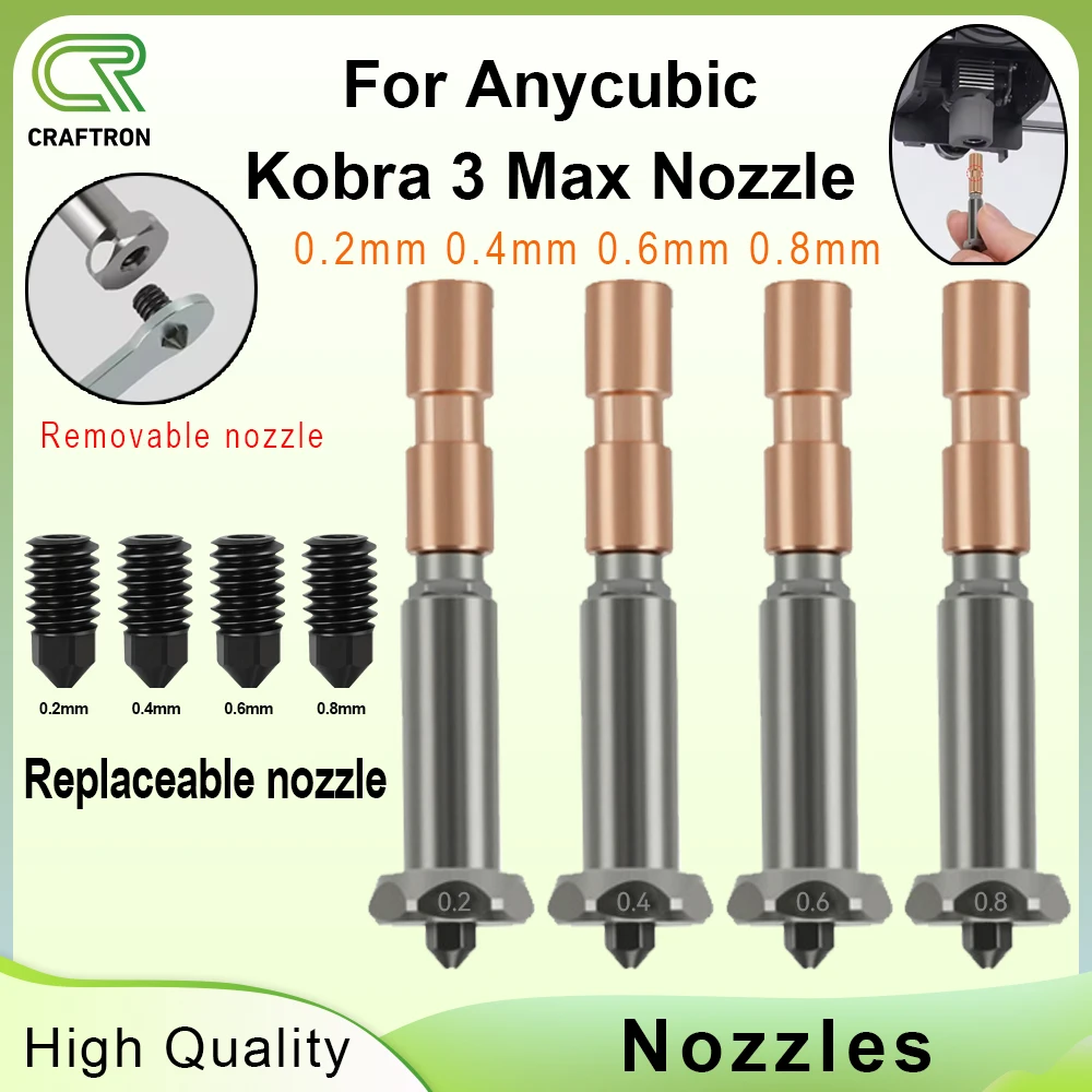 

New Upgrade Nozzle For Anycubic Kobra 3 Max Nozzle Hotend Kobra 3 Max Combo Nozzle Throat Fast Heating 3D Printer Accessories