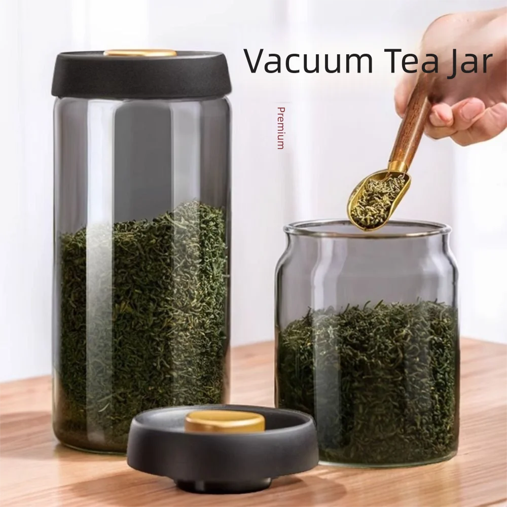 

Manual Vacuum Sealed Food Storage Jar Moisture-Proof Glass Coffee Bean Tank Clear Household Air Extraction Airtight Container