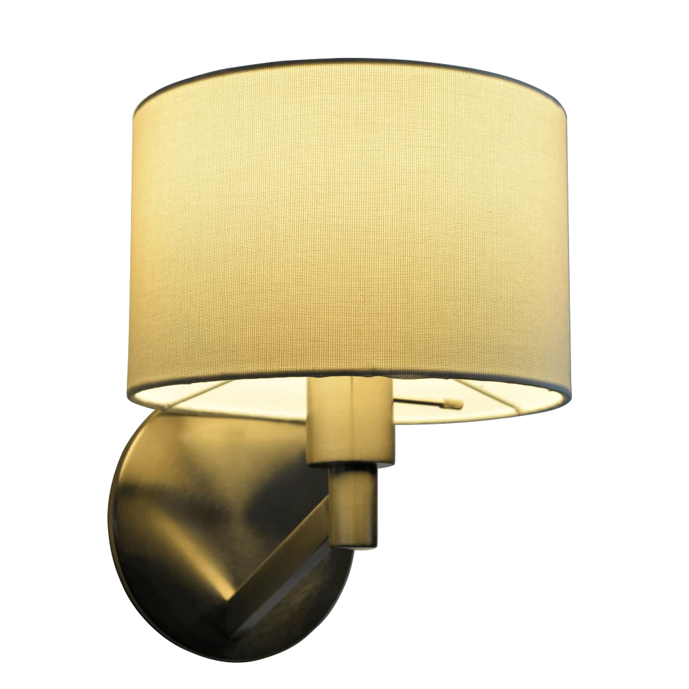 Nebula Brushed Nickel Base Wall Lamp with Rotary Switch White Fabric Shade