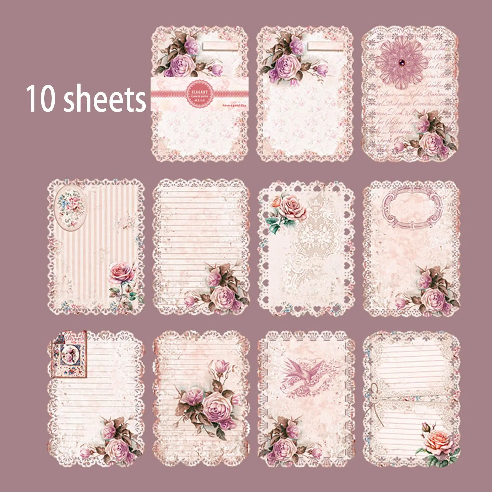 Padrões florais Scrapbooking Paper, Acessórios estéticos, Material DIY, 10pcs